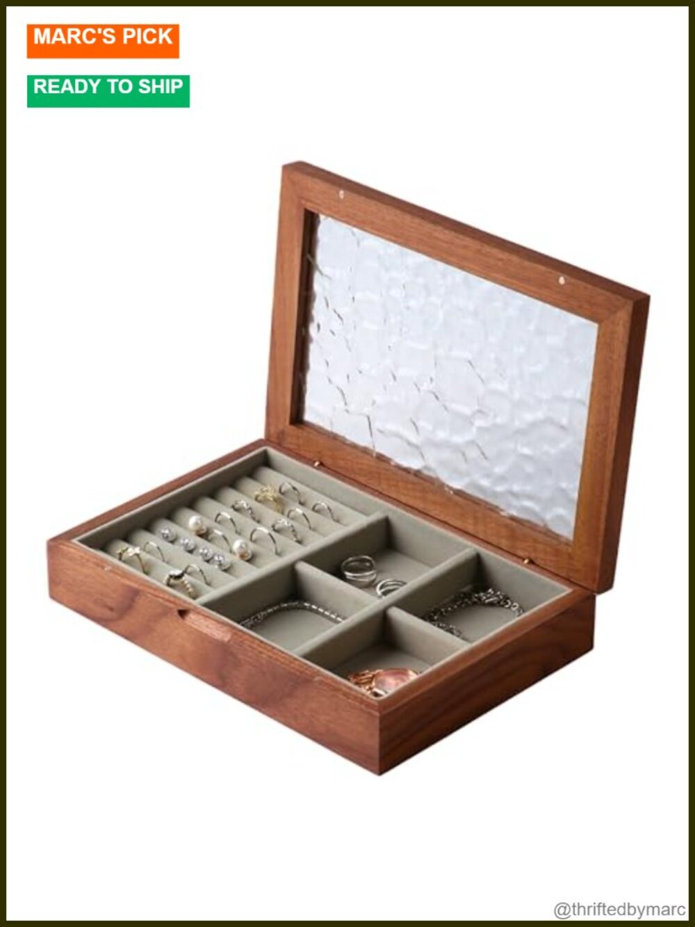 Wooden Jewelry Box Vintage Medium Organizer Walnut Wood Keepsake